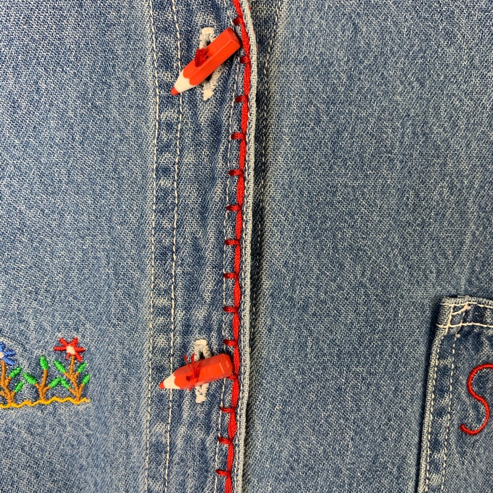 Vintage School Teacher Denim Button Up Shirt Small - Picture 11 of 11